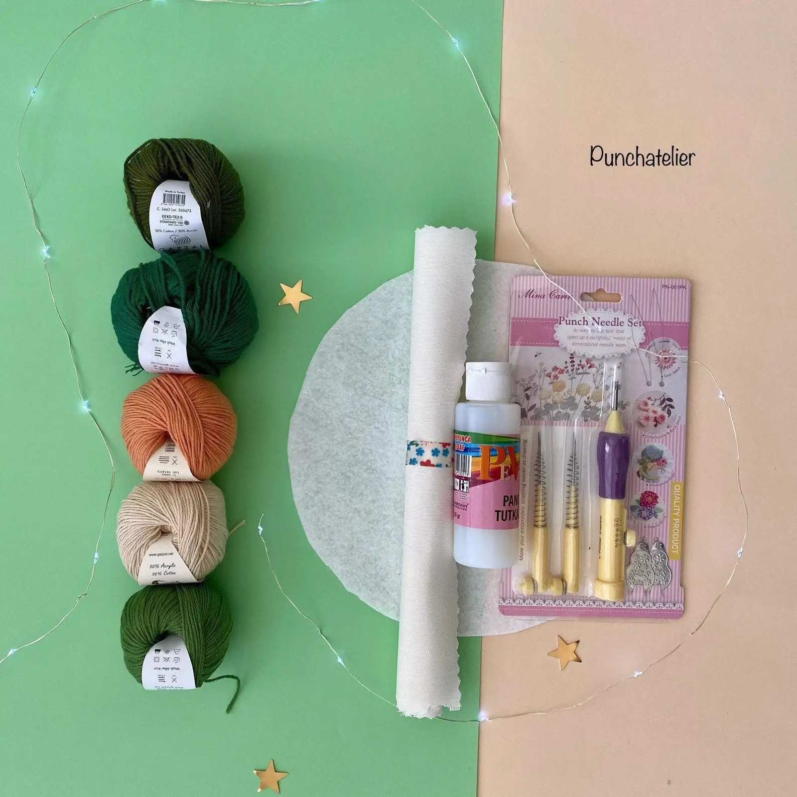 PunchAtelier – Material para bordar/ponto de cruz por atacado – Kit de Agulha Punch com Folha para Iniciantes3