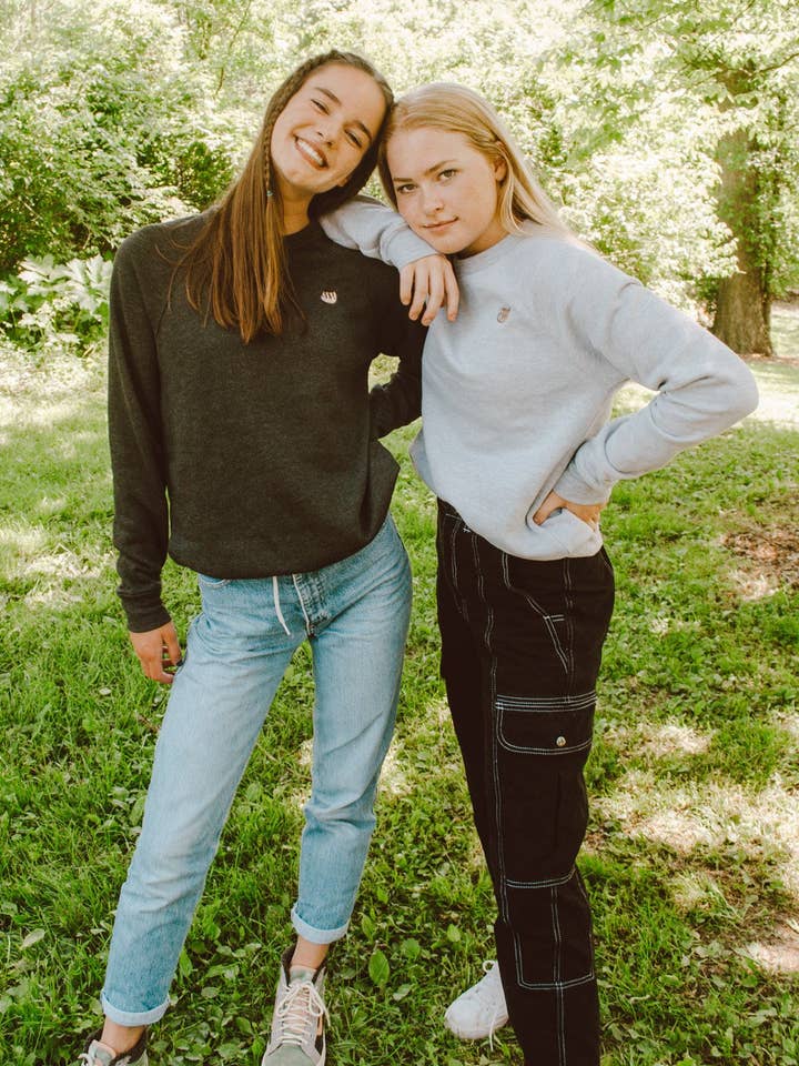 Dark Grey Embroidered Pullover for wholesale by Happy Sloth Co.