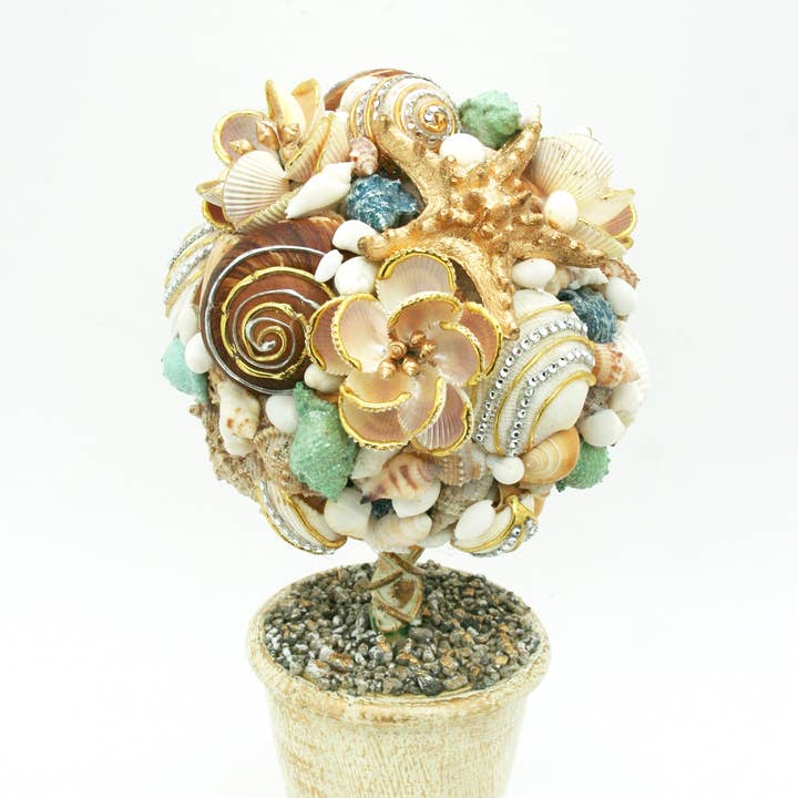 Blue Jeweled Seashell Topiary for wholesale by Seasonal by Contrast Inc.