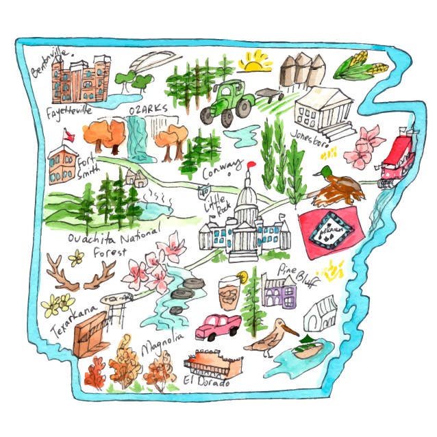 Flower and Vine - Wholesale Stationery/Notecard Set - Arkansas State Icons1