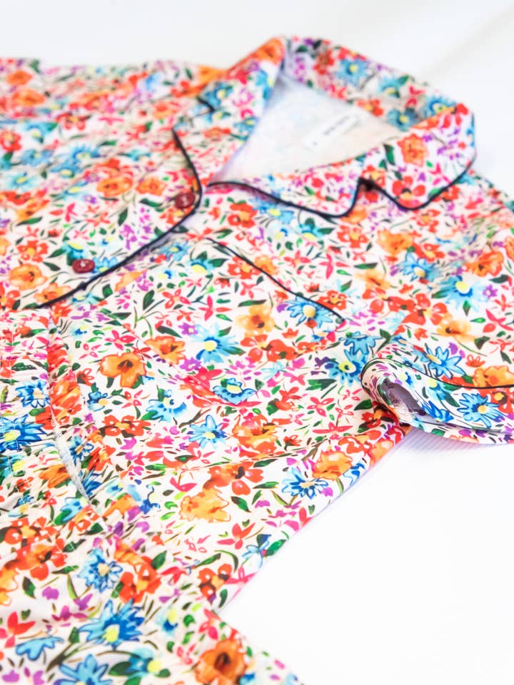 Tickled Teal - Wholesale Sleepwear Set - Women's - Floral Pattern Pajamas