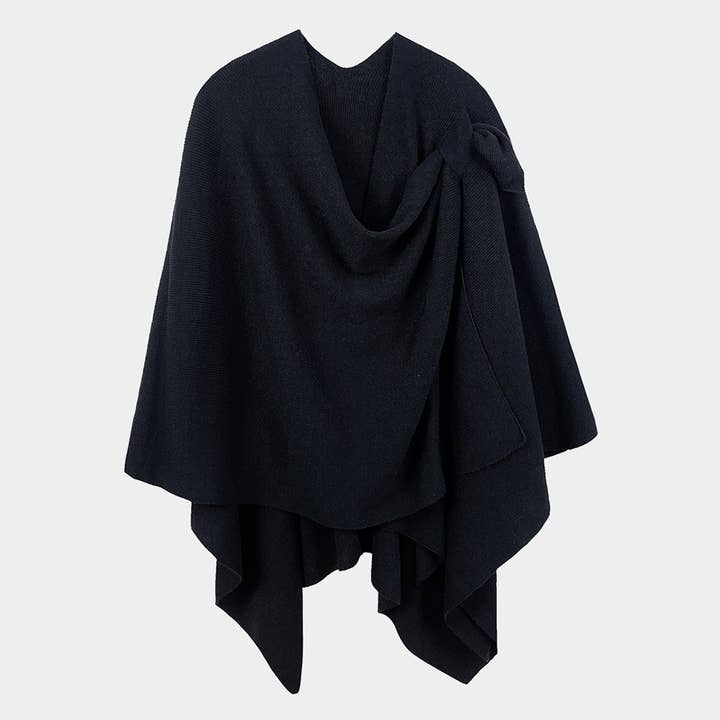 Sensibling Corp. - Wholesale Poncho - Women's - Shoulder Strap Solid Ruana Poncho5