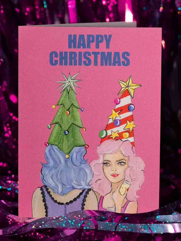 Happy Christmas Girls Card for wholesale by Stengun Drawings