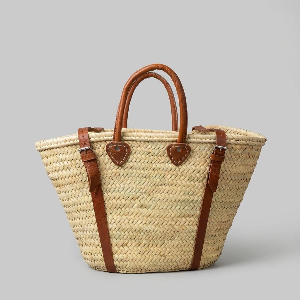 Melecraft - Venta al por mayor Cestas - Mochila de Mercado Francés - Bolso de Mano de Cuero de Palma Tejida6