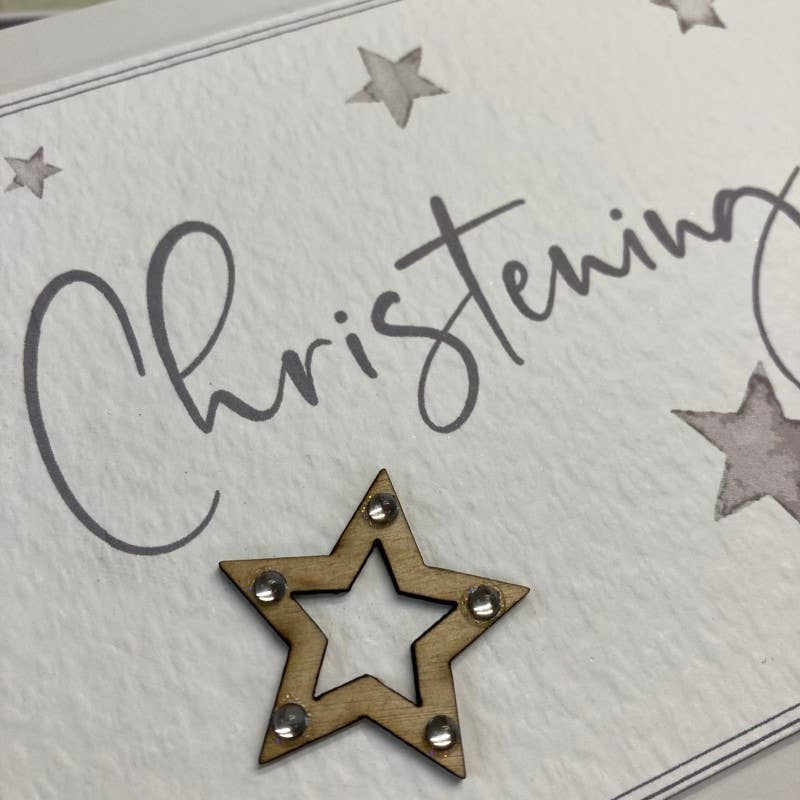 White Cotton Cards - Wholesale Memory Book - Kids & Baby - Christening Stars - Card & Memory Book (SC10)1