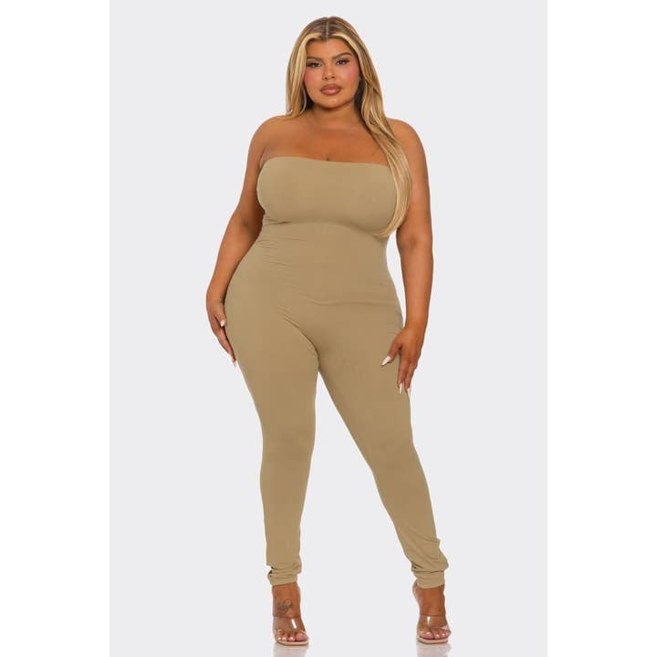 Plus Size Clothing Basic Tube Jumpsuit for wholesale by Black Pearl Clothing