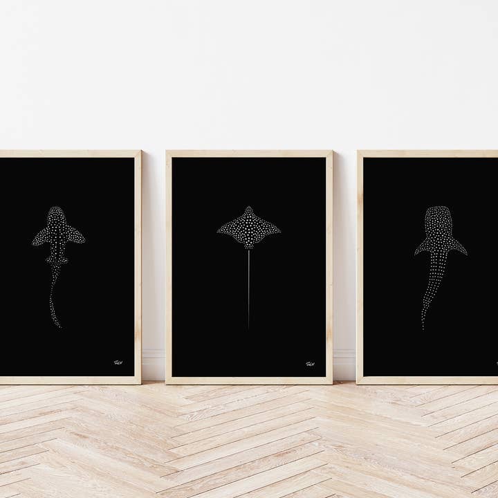 Juego de impresión artística Ocean Black A4 para venta al por mayor de Smile & Wave