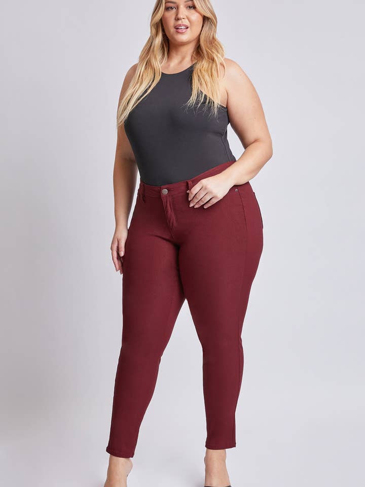 Plus Size Hyperstretch Skinny Pants, Dark Wine-XP527931 for wholesale by YMI