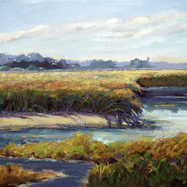 Impression acrylique brillante Kiawah Marsh Waterway pour la vente par John Beard Fine Art
