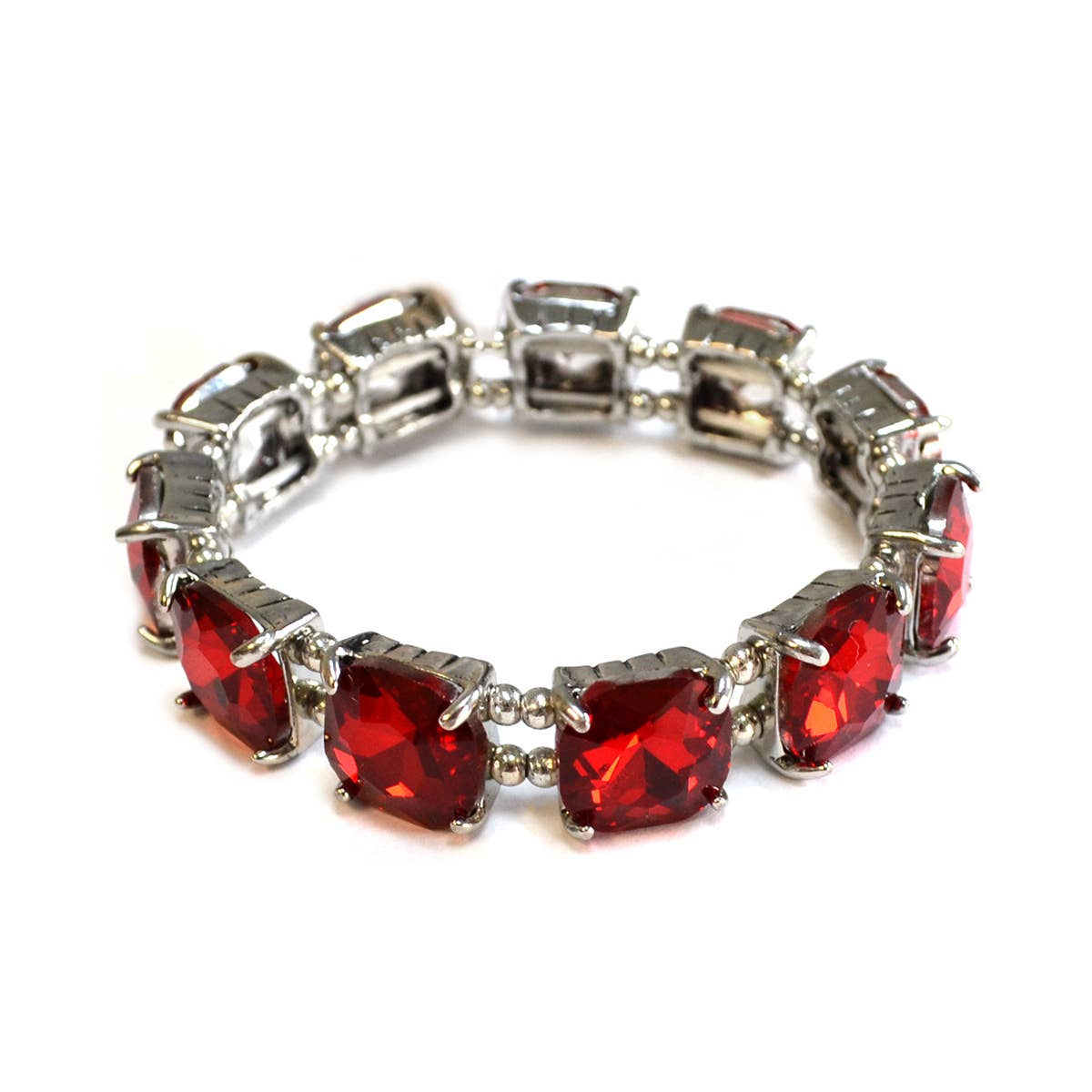 StarryNYC - Vendita all'ingrosso Braccialetto con ciondolo/pendente - Bracciale elasticizzato con cristalli in vetro tagliato a cuscino1