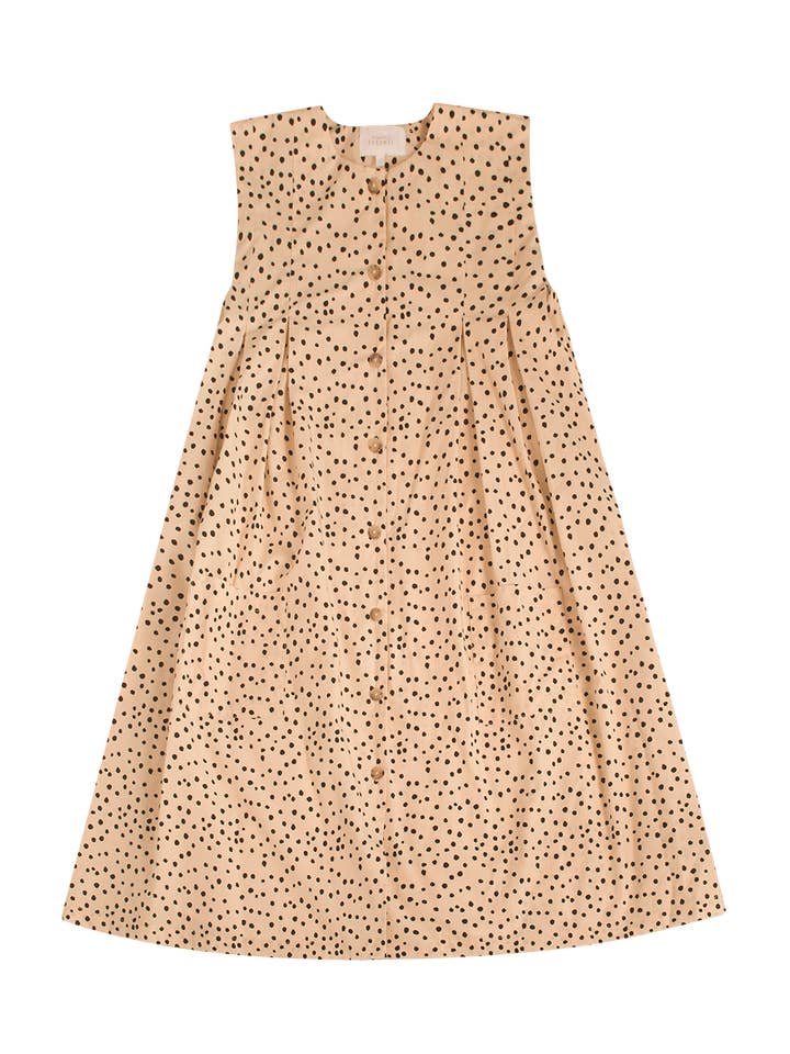 Daisy Girls Dress - Vestito a pois neri e sabbia per la vendita all'ingrosso da parte di ATELIER PARSMEI