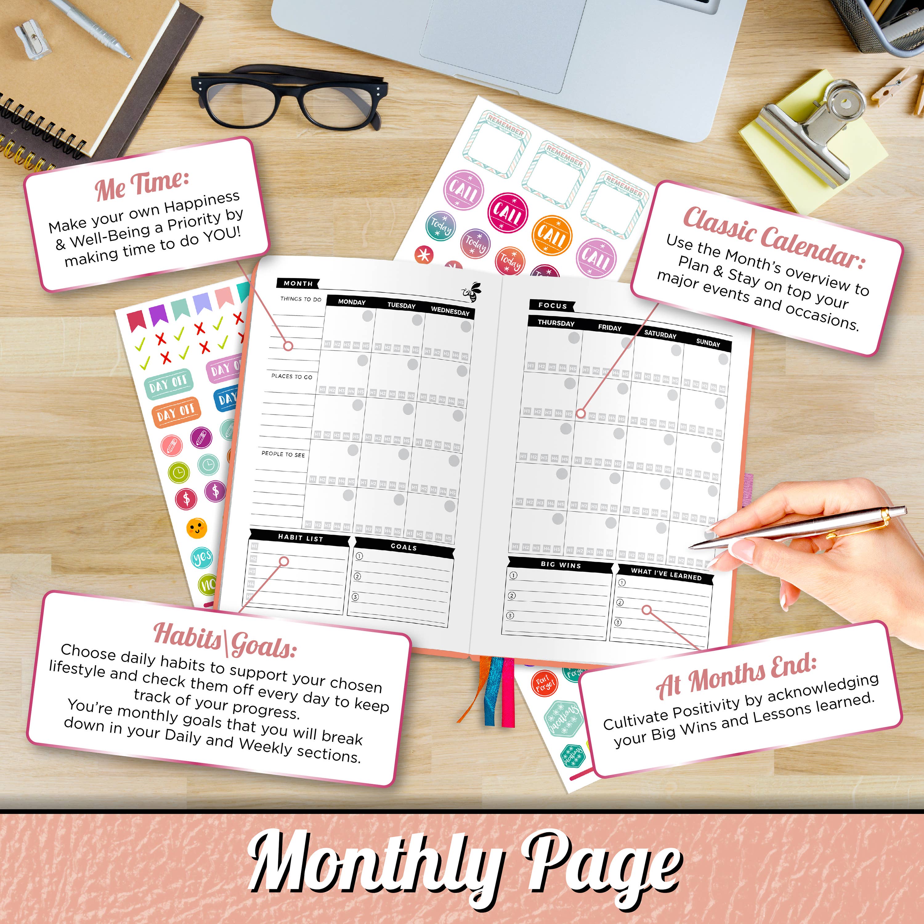 Savvy Bee – wholesale Planner – Savvy Bee Daily Planner - Pink5