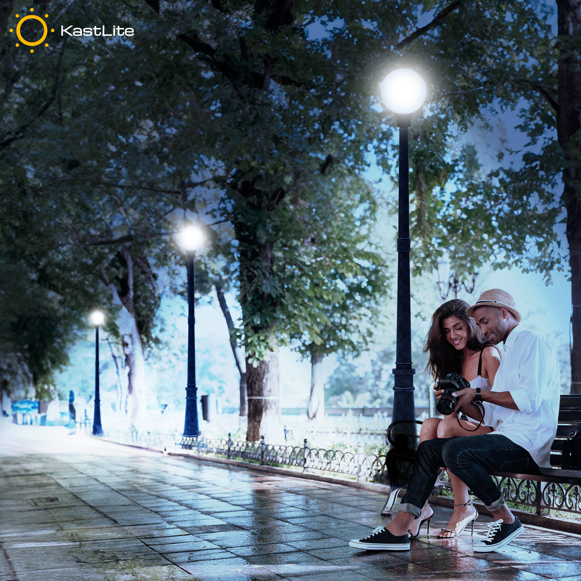 KastLite - Vendita all'ingrosso Luce per esterni/da giardino - Combinazione di lampione da esterno KastLite 16" con globo.9