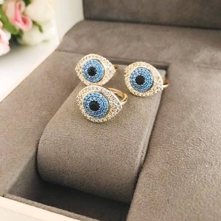 Evileyefavor - Venta al por mayor Anillos grandes/de cóctel - Anillo Ojo Turco Circonita