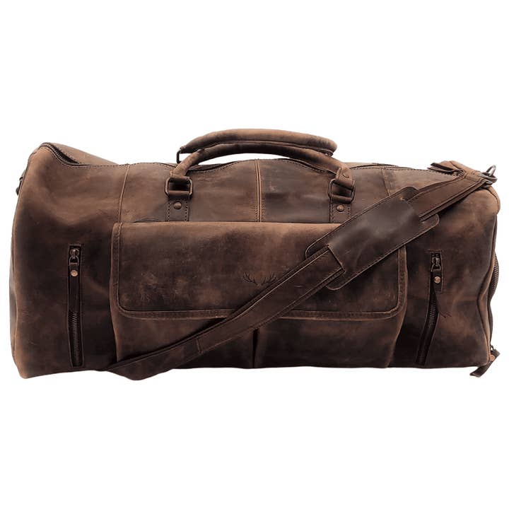 Denali Vintage Saddle Leather Weekender Leather Duffel Bag for wholesale by Ranch Junkie