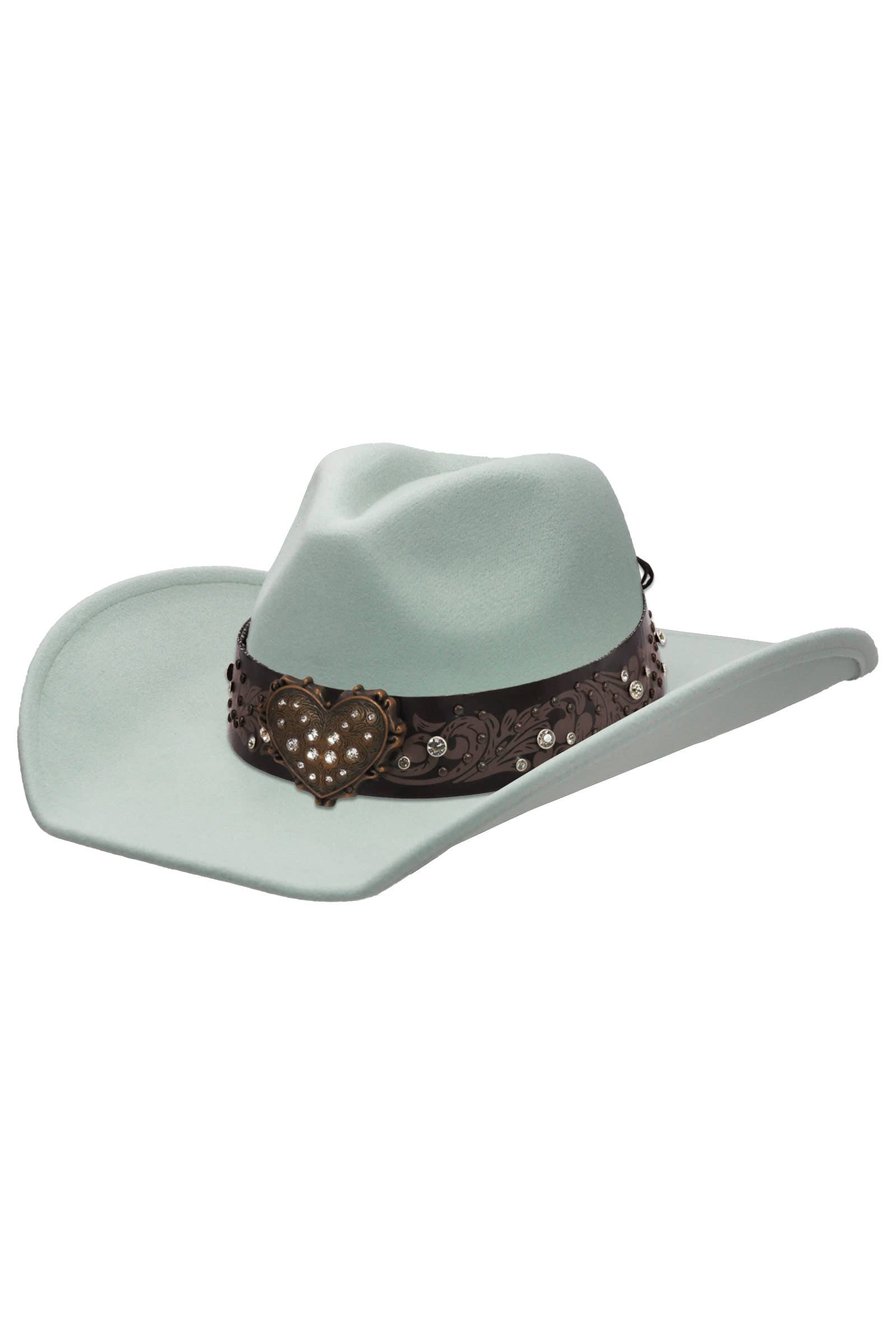 Cap Zone - Venta al por mayor Sombrero cowboy - Unisex - Sombrero vaquero de fieltro con cinturón de strass en forma de corazón13