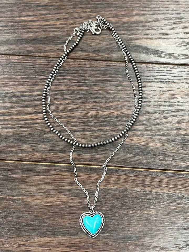 735131, Heart Turquoise Necklace for wholesale by ISAC Trading Inc