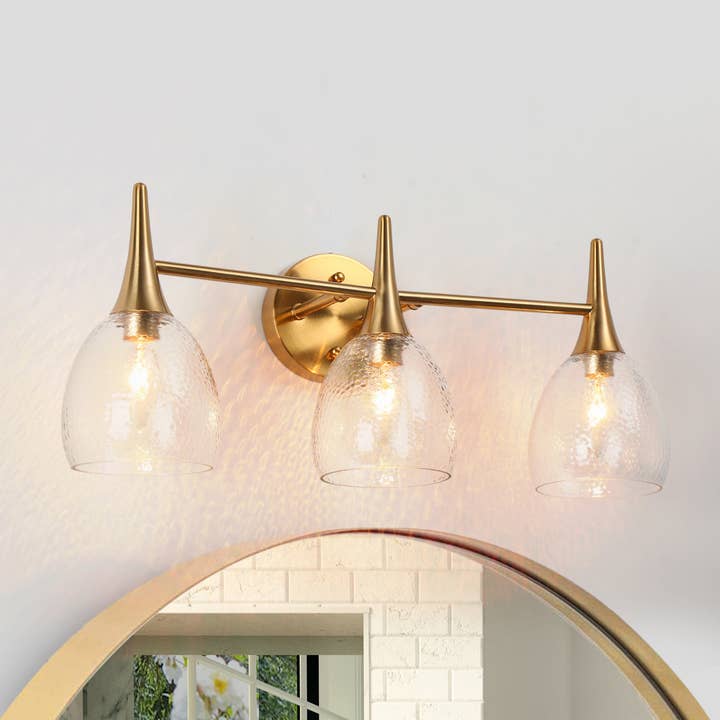 Cymerl 3-Light Brass Bathroom Vanity Light for wholesale by Belles Lighting