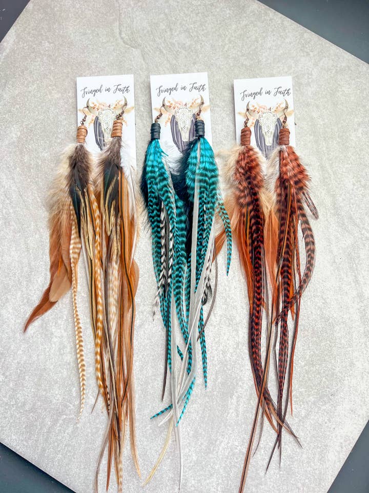 Saco Feather Earrings for wholesale by Fringed In Faith