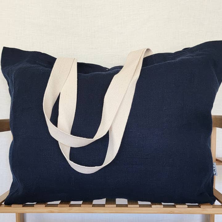 LATT - Wholesale Tote Bag - Unisex - Natural linen tote bag with pocket, large linen beach bag13