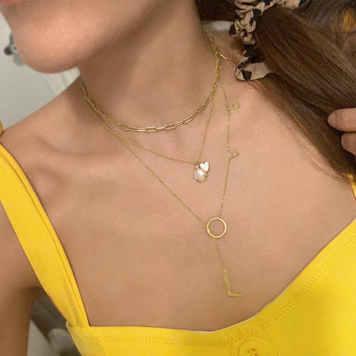 Adornia - Wholesale Link & chain necklace - Paper Clip Oval Link Layering Necklace silver gold7