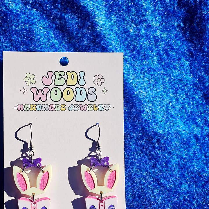 Brincos Coelho Leitor de Livro Cor-de-Rosa por atacado de Jedi Woods LLC