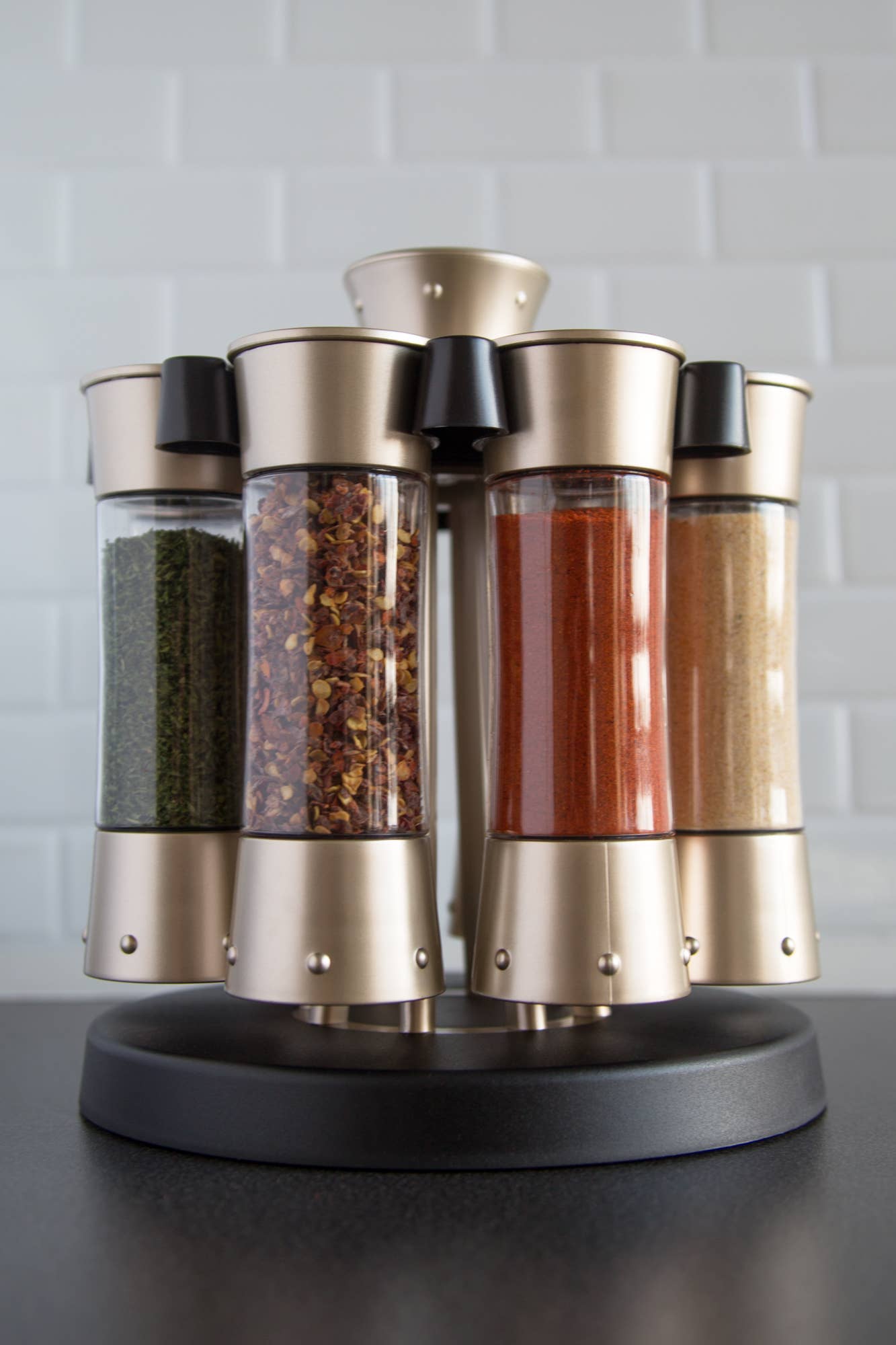 Fox Run Brands - Vente Étagère à épices - Étagère à épices et carrousel KitchenArt Elite à mesure automatique, 8 pots6