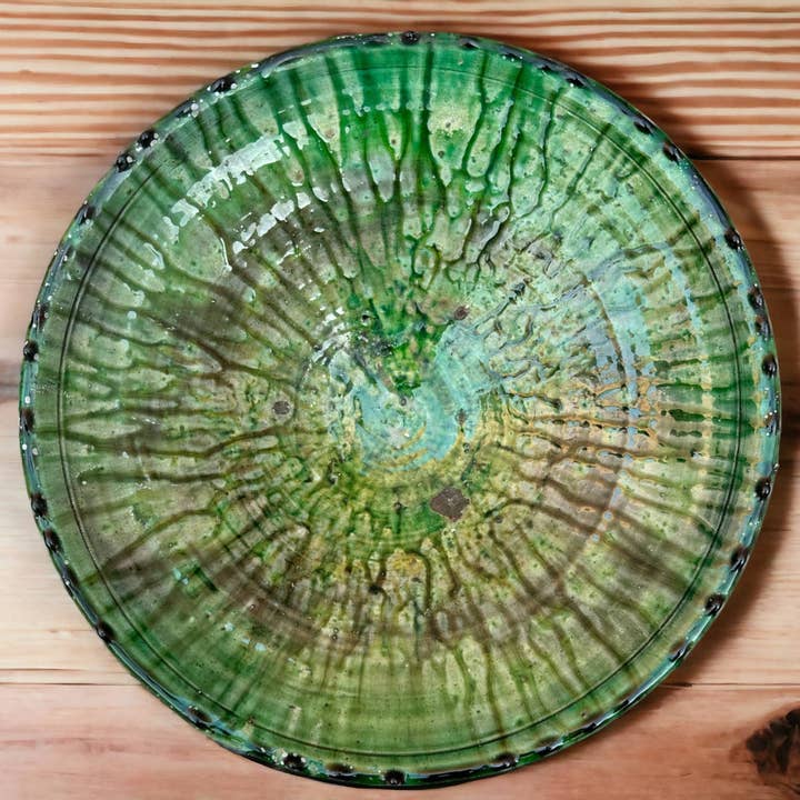 Moroccantastics - Wholesale Dinner Plate - Discover Authentic Tamegroute Green Glazed Pottery: Set of 6 Plates