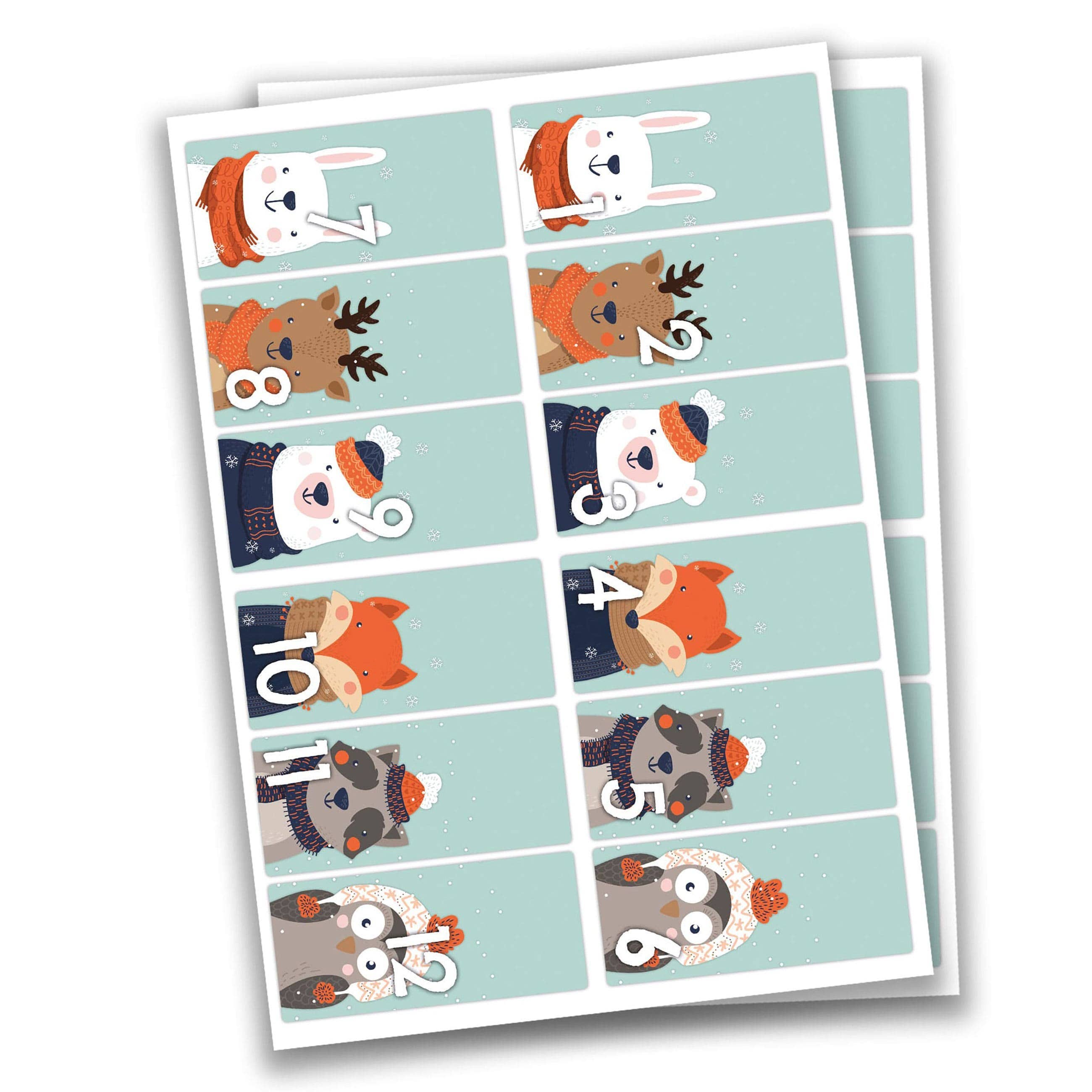 Papierdrachen - Wholesale Sticker - Adv number sticker 61 - square 1 - blue forest animals0