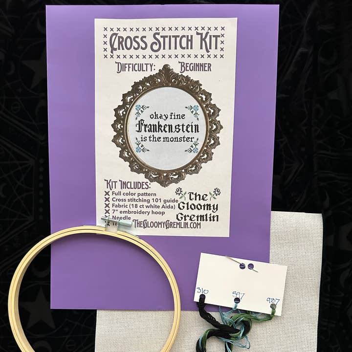 The Gloomy Gremlin - Wholesale Embroidery/Cross Stitch Supplies - Frankenstein is the Monster - Cross Stitch Kit1