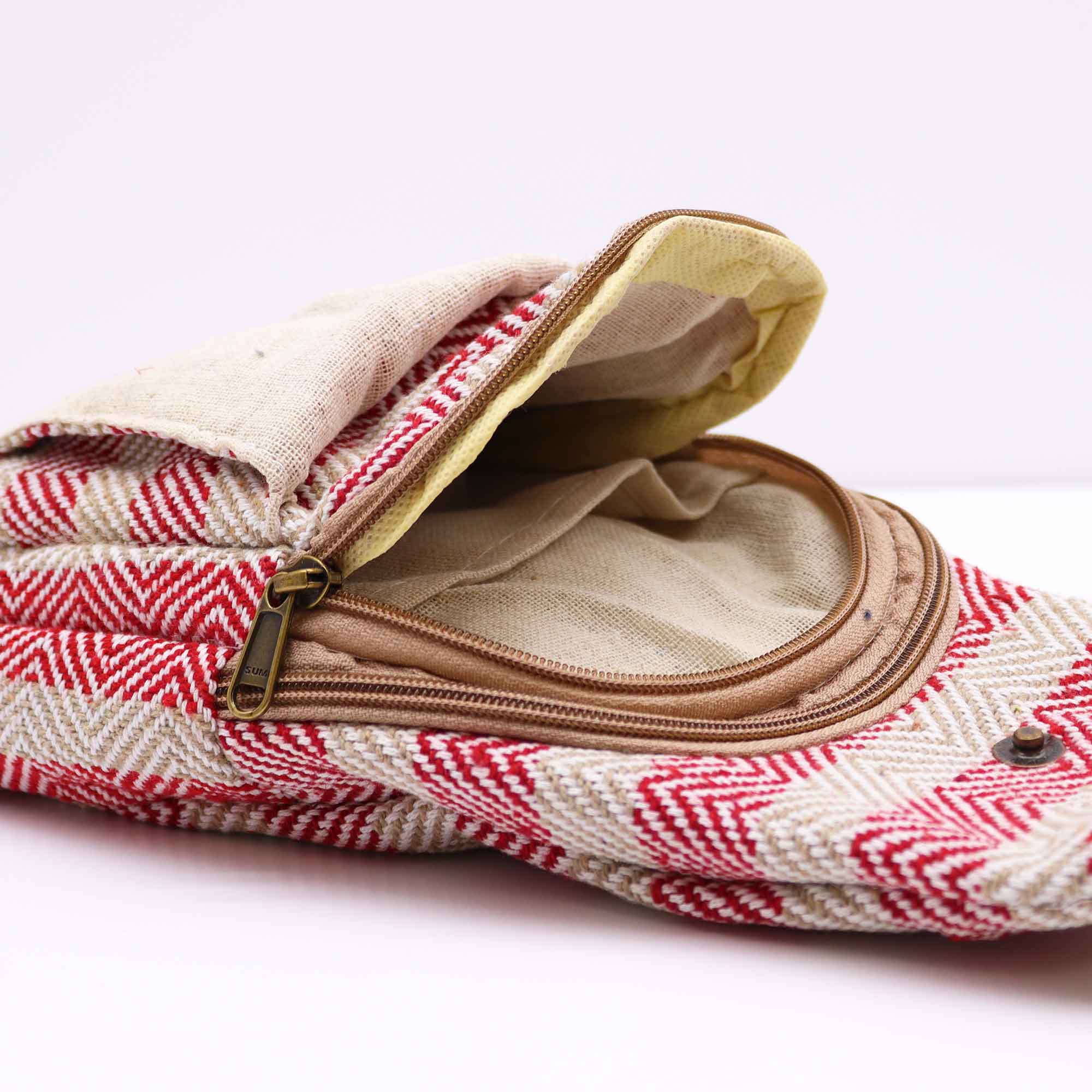 AW Artisan - Wholesale Crossbody Bag - Men's - Natural Cotton Shoulder Bag - Light Brown and Pink2