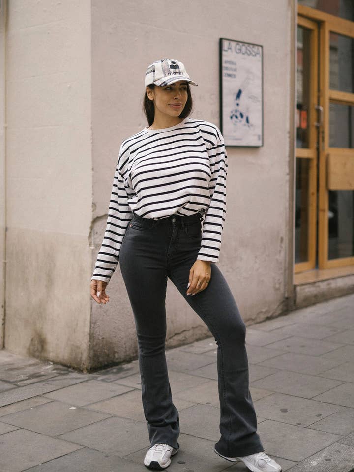 FLARE HIGH RISE - GREY for wholesale by Matcha Jeans