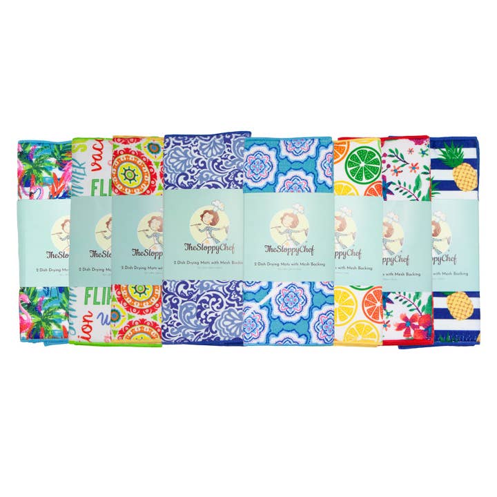 2 Pack of Printed Kitchen Drying Mats - Microfiber 15 x 20 for wholesale by Arkwright Home