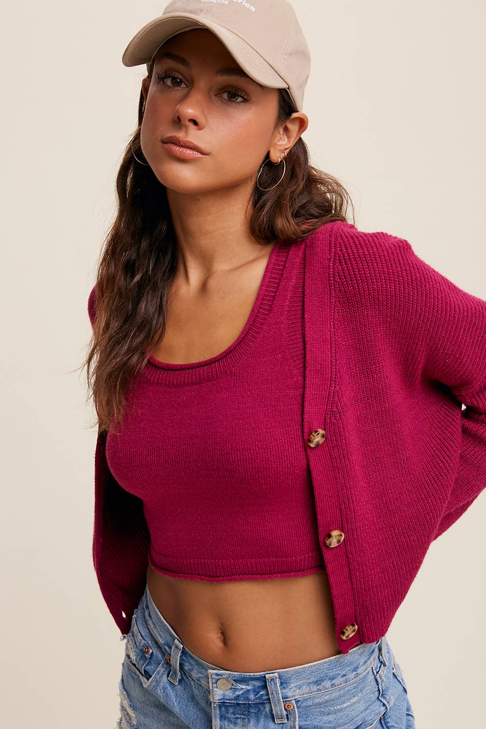 Listicle - Wholesale Tops Set - Women's - Ribbed Knit Cardigan Set LWSET0051