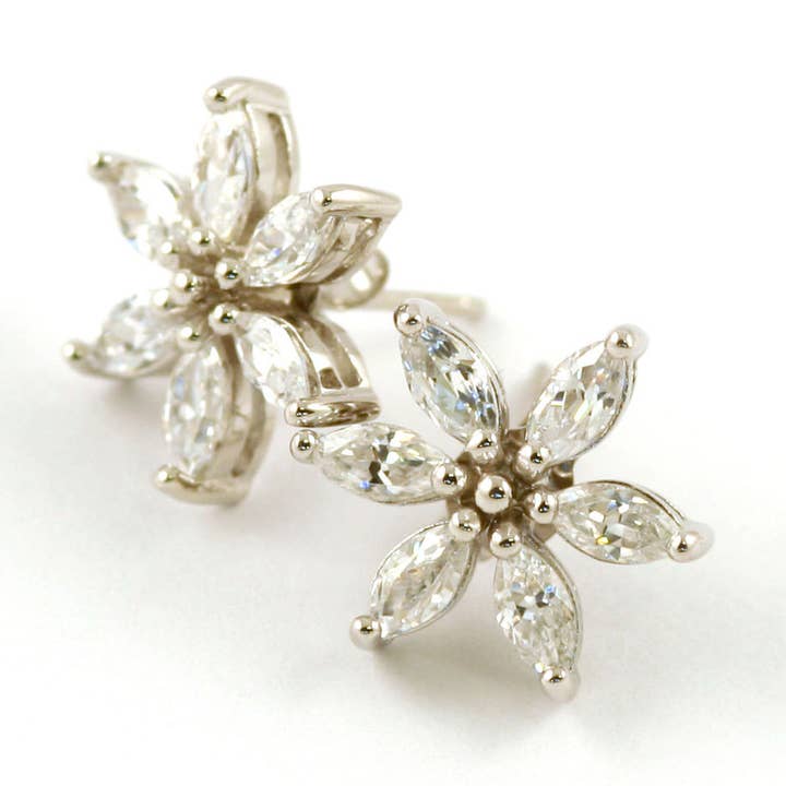 Silver earrings with cubic zirconia for wholesale by TreJ of Sweden