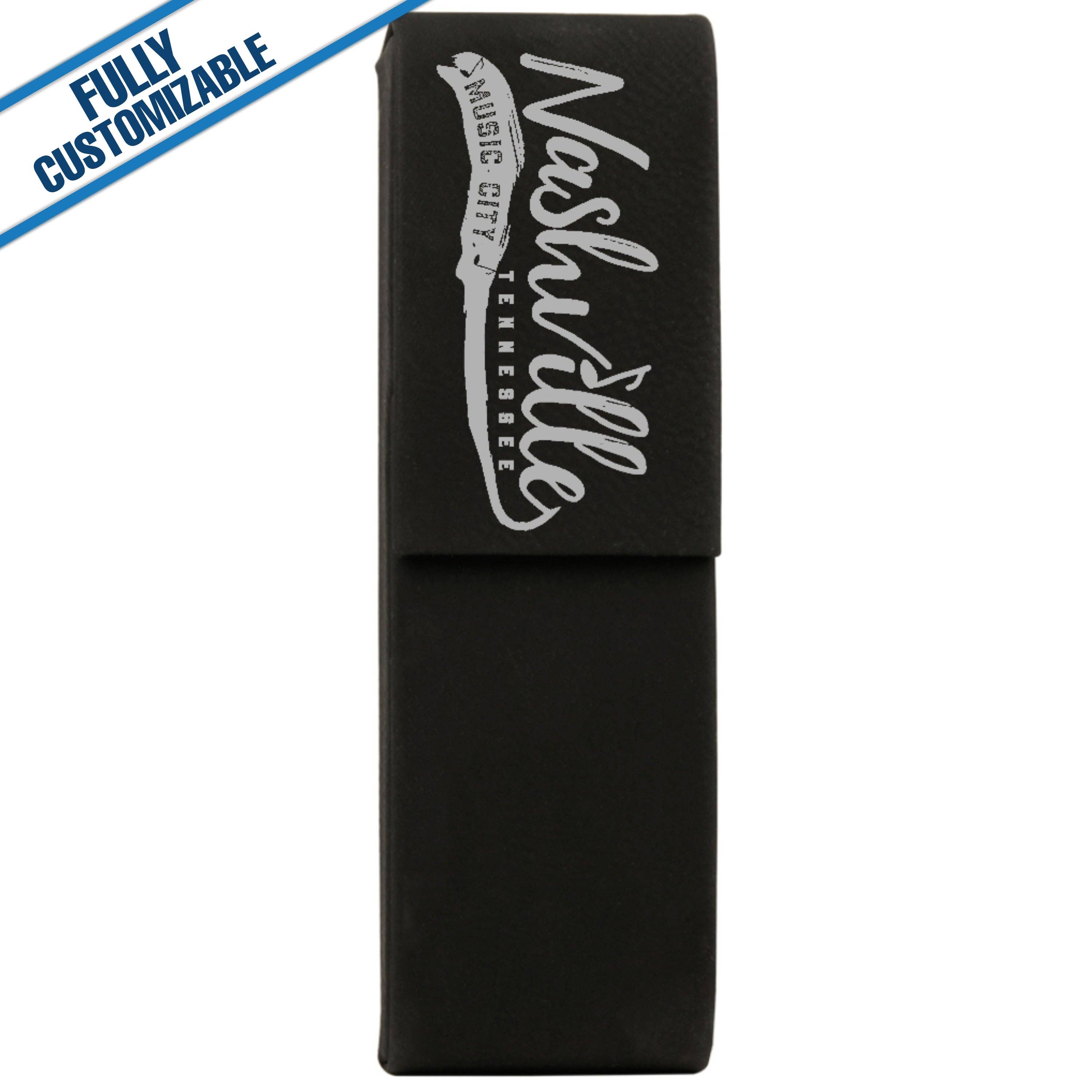 GiftWorksPlus - Vente Étuis/trousses à crayons - Étui à stylos double en similicuir gravé - Entièrement personnalisable5