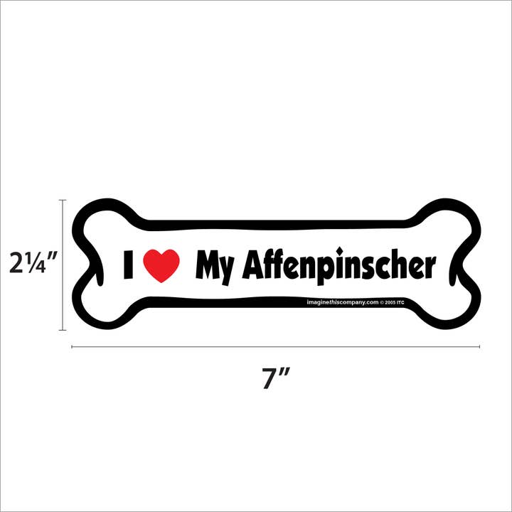 Imagine This Company – Großhandel Magnete – Ich liebe meinen Affenpinscher - Knochen-Auto-Magnet1