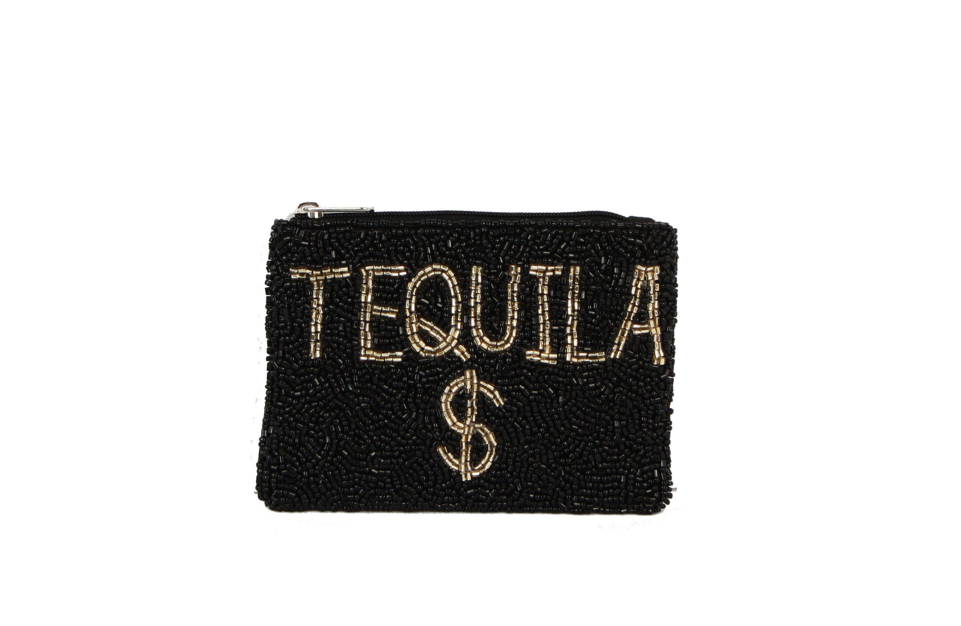 Nima Accessories Inc - Wholesale Coin Purse - Women's - Ladies Fully Beaded White Tequila Theme Coin Purse