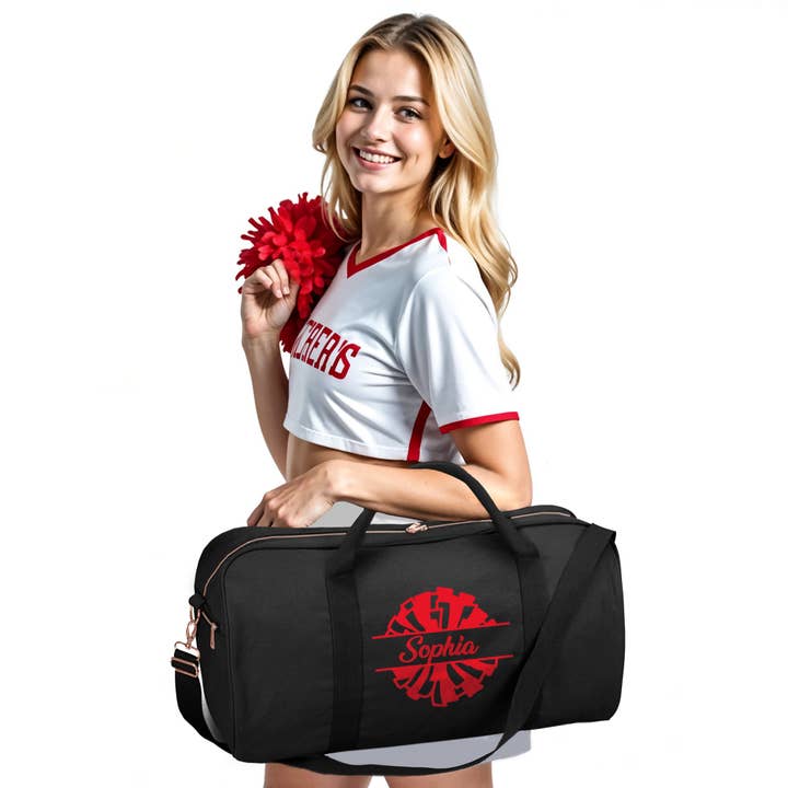 Gradzo – Großhandel Weekender-Tasche – Damen – Personalisierte Cheer-Sporttasche – Individuelle Reisetasche, Schwarz