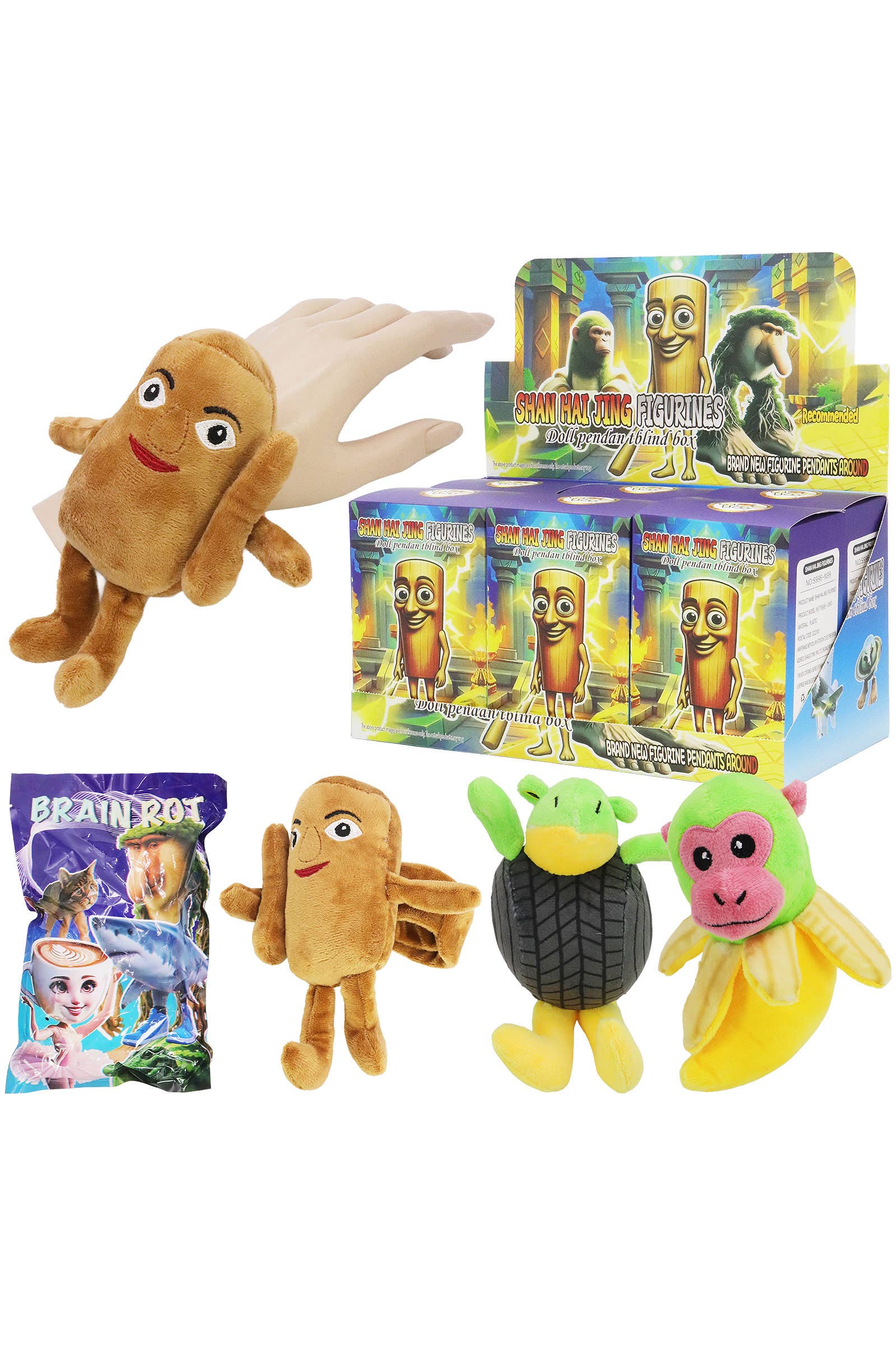 ASSORTED Brain Rot Meme Plushie Slap Wristband Blind Box for wholesale on Faire0