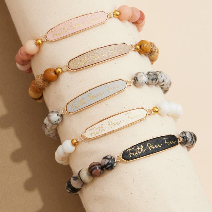 Lilla Haven - Wholesale Beaded bracelet - Faith Over Fear Natural Stones Beaded Bracelet5