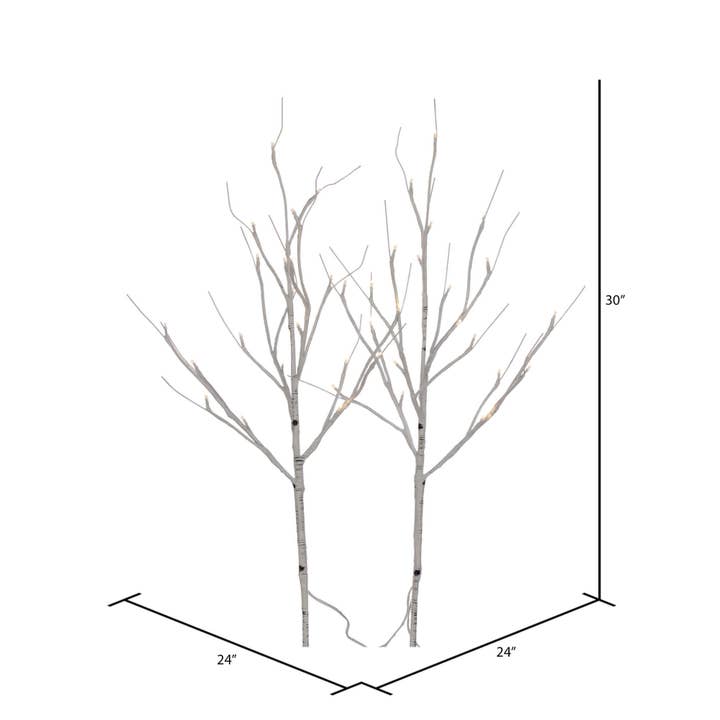 Vickerman 30" White Birch Branch LED40WW B/O 2/Box for wholesale on Faire1