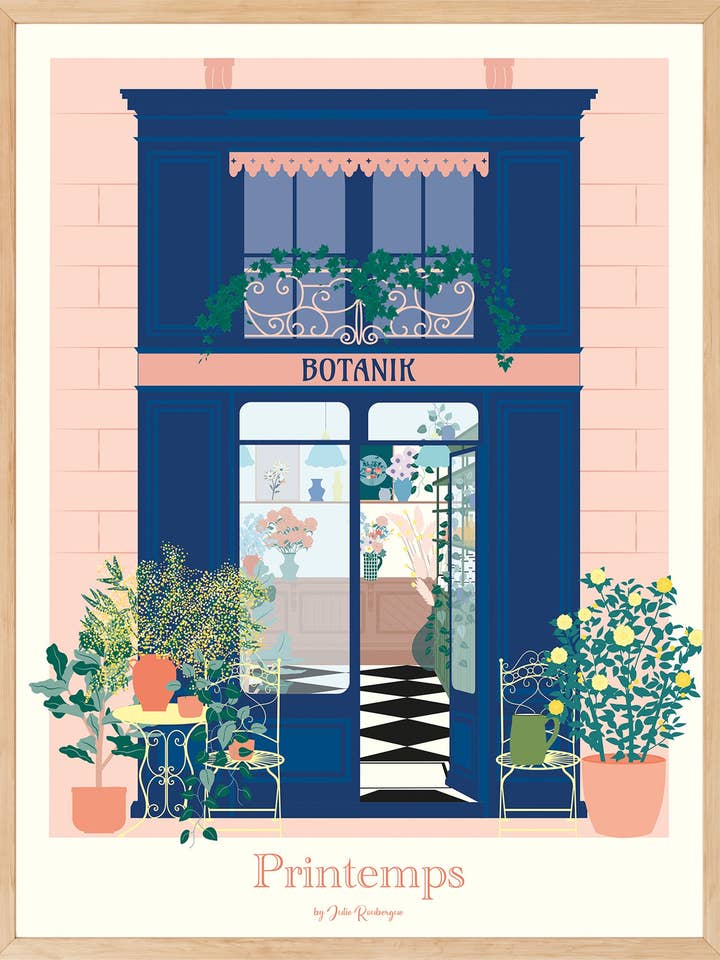 FLOWER SHOP POSTER - Spring in the City, Art Illustration for wholesale by Julie Roubergue