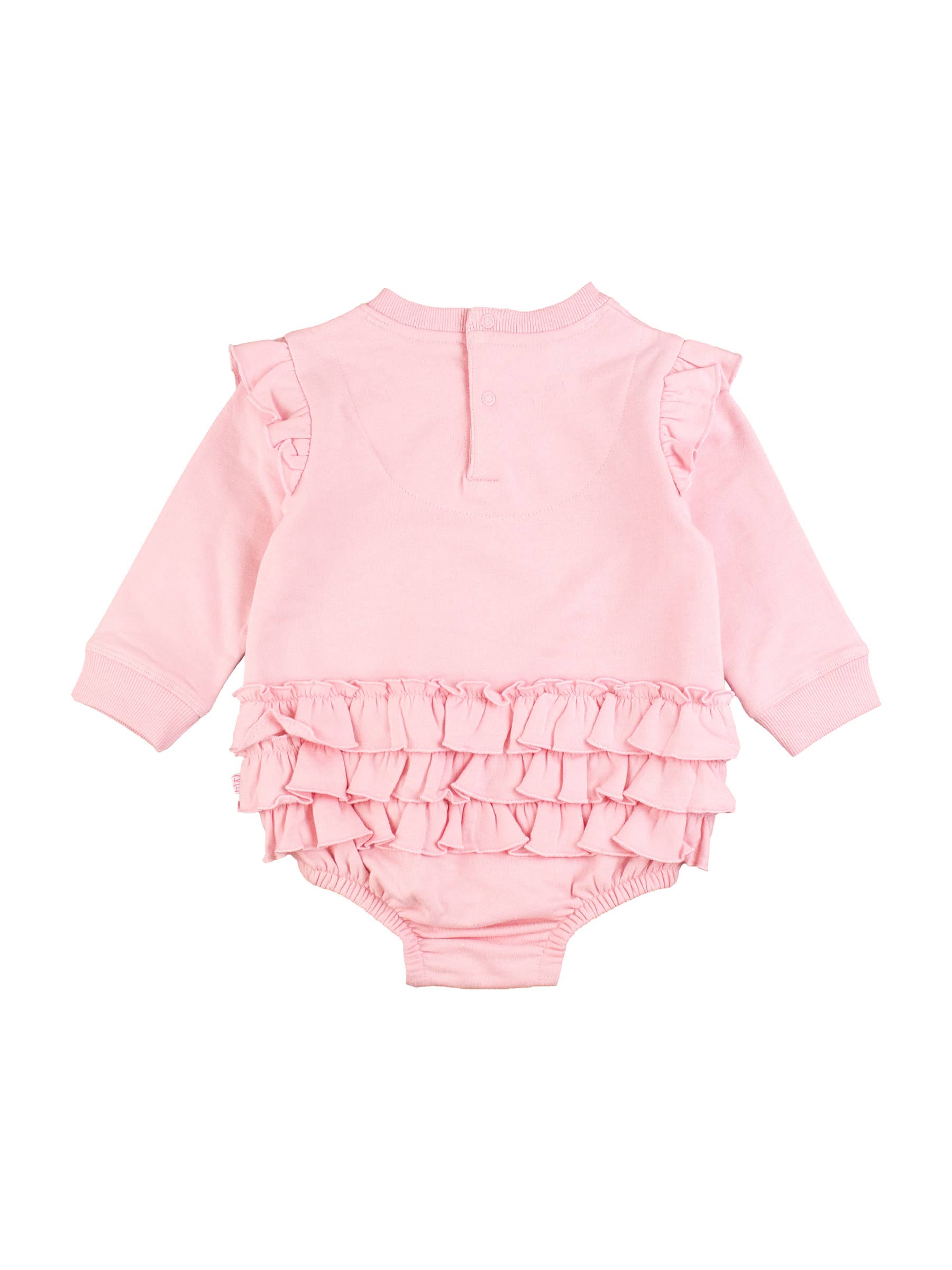 Baby Girls Pink Sweatshirt Bubble Romper for wholesale on Faire1