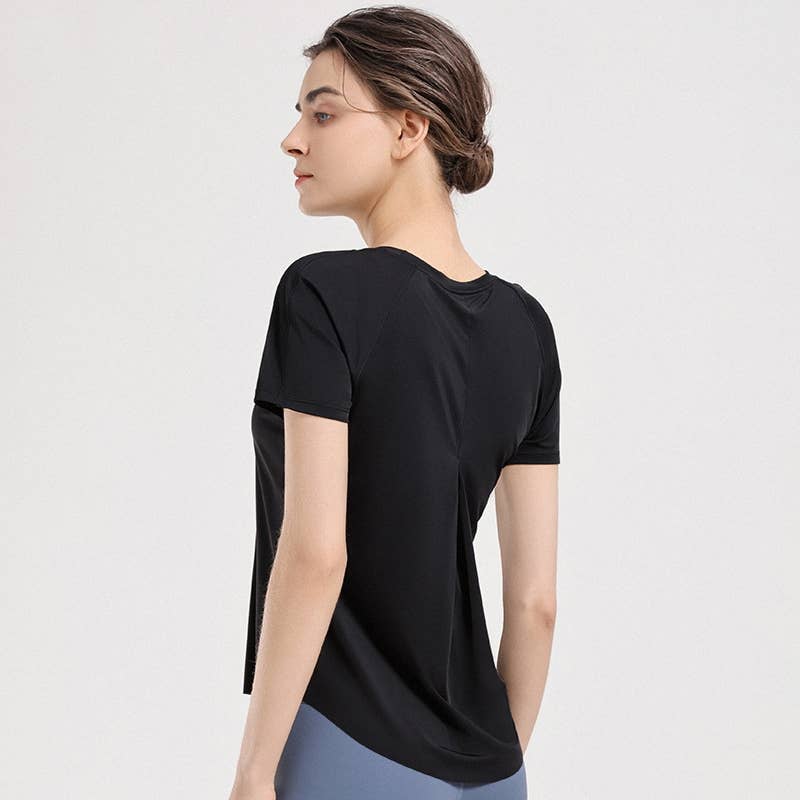 ELKLENS – wholesale Sportöverdel – Dam – Loose Cool Feel Yogakläder Träningskläder med rynkor9