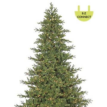 9'Hx73"D Mountain Fir Tree x4983 With 1350 Smart Clear Lights Easy Connect (MS) Green for wholesale by Silk Flower Depot