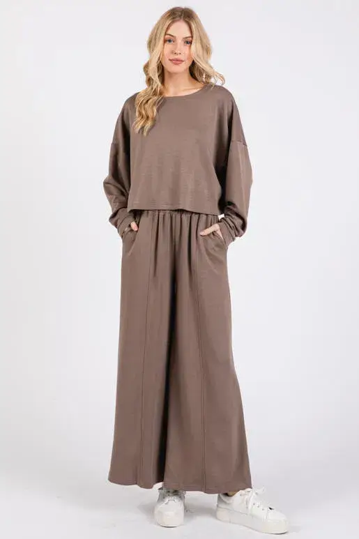 Final Touch – wholesale Stickad topp - Dam – Modal Drop Shoulder Långärmad Crop Top - NT313476