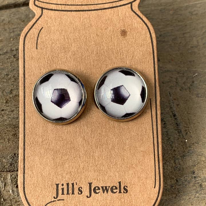 Soccer Stud Earrings for wholesale by Jill's Jewels