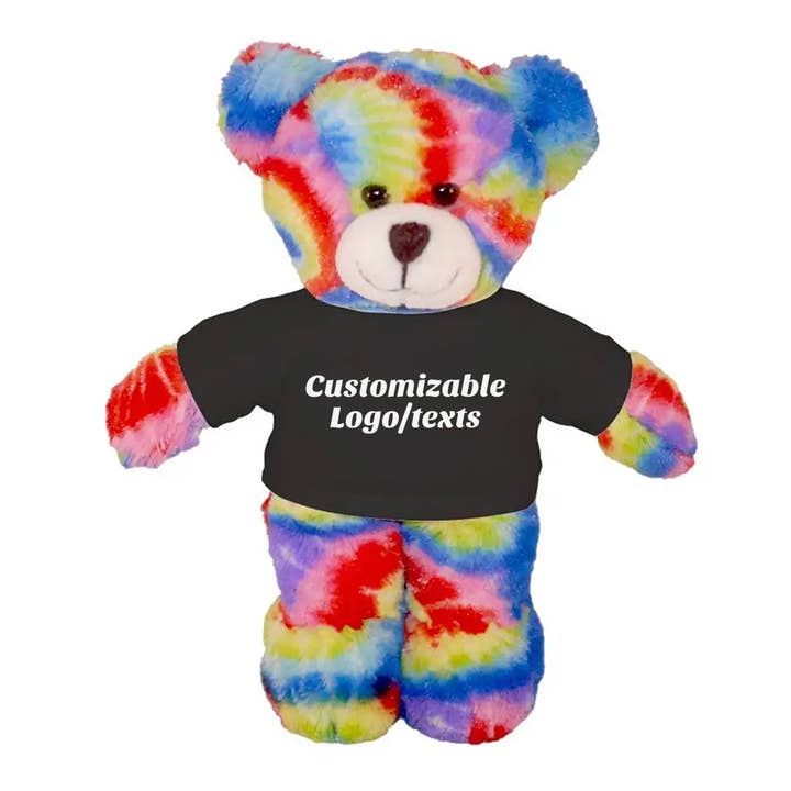 8″ Tie-Dye Custom Bear | Personalized Bear Stuffed Animal for wholesale by Plushland