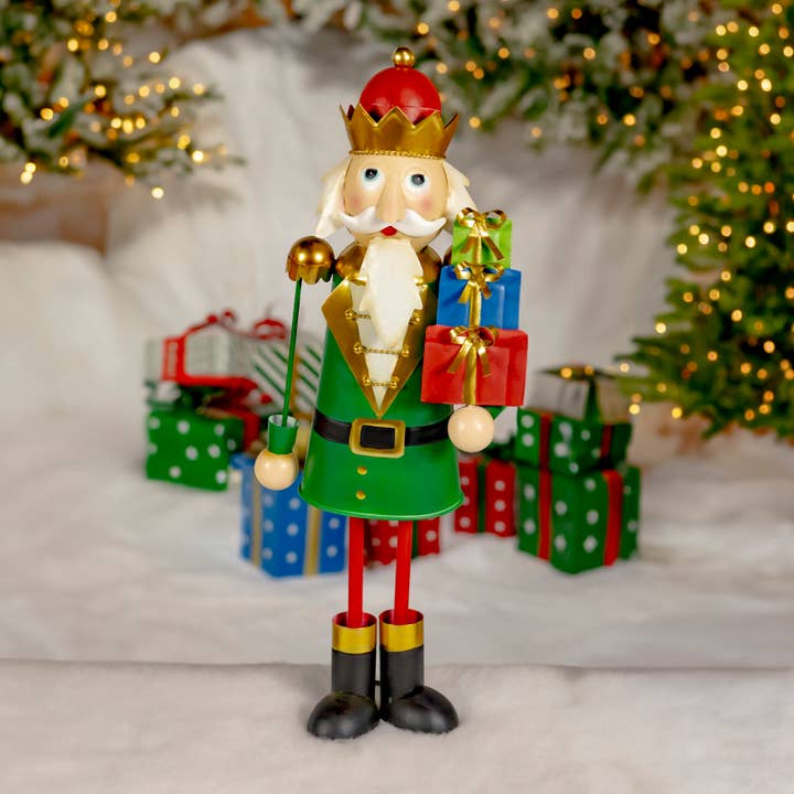 Zaer Ltd. International - Vente Décoration de Noël - 3 assortiments de 2 pieds Grandes figurines de casse-noisettes en métal2